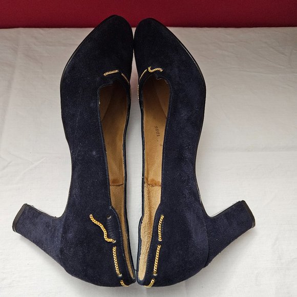 DONATED: Mr. Seymour Women's Navy Suede High Heels - Made in Spain Size 8 B - Picture 7 of 16